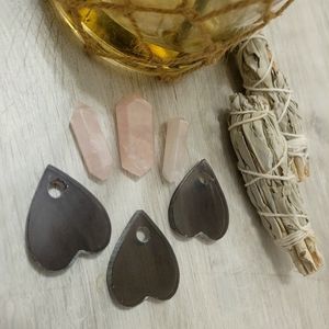 WITCHY STONE SET: Quartz Planchettes & Rose Points